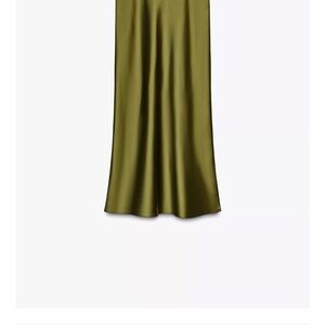 ZARA Elegant Olive Green Satin Skirt